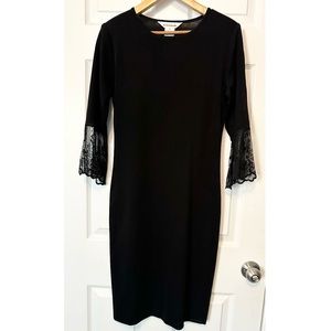 *MISOOK* Black Bell Lace 3/4 Sleeve Dress